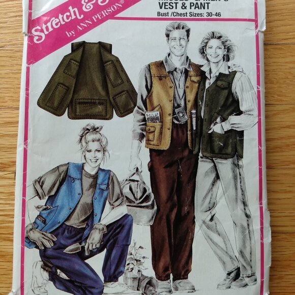 Vintage Vest and Japanese Garden Pants Sewing Pattern Pockets Men's Women's - Picture 2 of 8